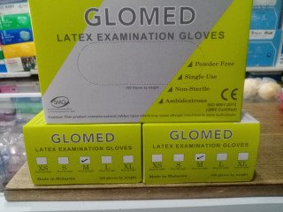 GLOMED Latex Examination Gloves(Size MEDIUM)