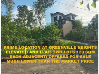 2 lots adjacent 120sqm each FLAT ELEVATED Greenville Heights